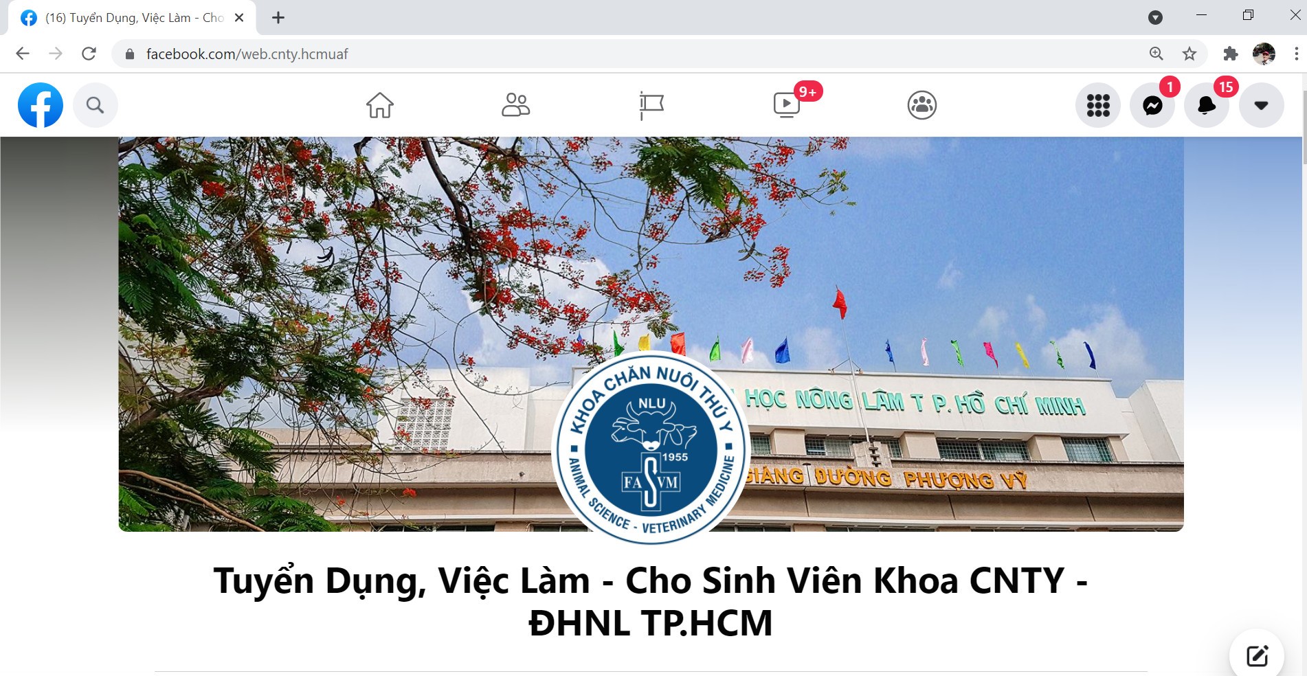 hình 4. fanpage tuyển dụng khoa cnty