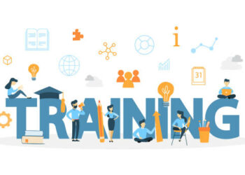 training concept illustration. idea of coaching and education.